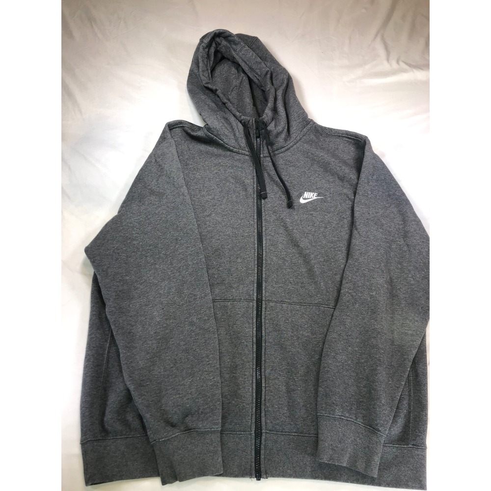 Nike Mens Sportswear Club Fleece Full Zip Hoodie Charcoal Grey XL BV2645-071